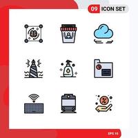 Set of 9 Modern UI Icons Symbols Signs for cleaning nib theater writing pen Editable Vector Design Elements