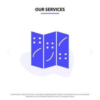 Our Services Map Navigation Location Solid Glyph Icon Web card Template vector