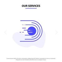 Our Services Asteroid Comet Flight Light Space Solid Glyph Icon Web card Template vector