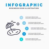 Beach Palm Tree Spring Line icon with 5 steps presentation infographics Background vector