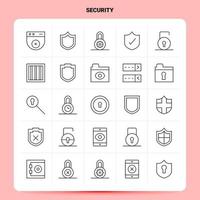 OutLine 25 Security Icon set Vector Line Style Design Black Icons Set Linear pictogram pack Web and Mobile Business ideas design Vector Illustration