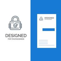 Lock Padlock Security Secure Grey Logo Design and Business Card Template vector