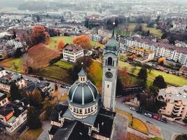 Aerial photo of Kirche Enge in Zurich, Switerland