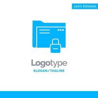 Data Folder Password Protection Secure Blue Solid Logo Template Place for Tagline vector