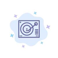 Deck Device Phonograph Player Record Blue Icon on Abstract Cloud Background vector