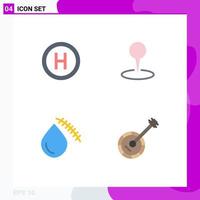 4 Universal Flat Icon Signs Symbols of hospital cut location pin wound Editable Vector Design Elements