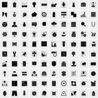 Set of 100 Business Solid Glyph icons vector