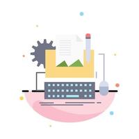 Type Writer paper computer paper keyboard Flat Color Icon Vector