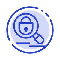 Search Research Lock Internet Blue Dotted Line Line Icon vector