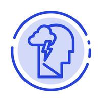 energía mental mente poder azul línea punteada icono de línea vector