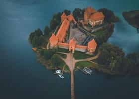 Trakai Island Castle by drone in Lithuania photo