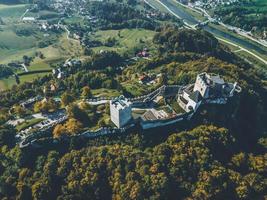 Drone view of Celje castle in Slovenia photo
