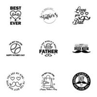 Happy fathers day 9 Black vintage retro type font Illustrator eps10 Editable Vector Design Elements