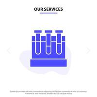 Our Services Lab Tubs Test Education Solid Glyph Icon Web card Template vector