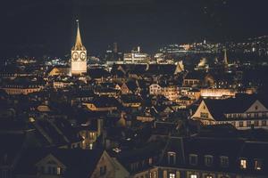 Night time views of Zurich, Switzerland from ETH Zurich photo