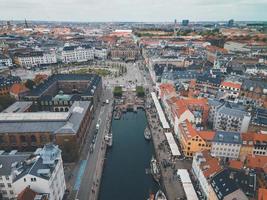 Nyhavn Harbor in Copenhagen, Denmark by Drone photo