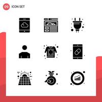 Pack of 9 Universal Glyph Icons for Print Media on White Background Creative Black Icon vector background