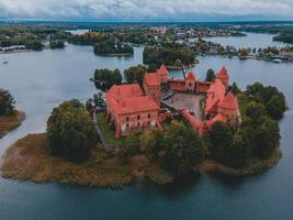 Trakai Island Castle by drone in Lithuania photo