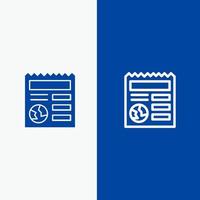 Basic Document Globe Ui Line and Glyph Solid icon Blue banner Line and Glyph Solid icon Blue banner vector