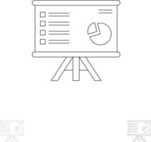 análisis de presentación gráfico de negocios gráfico informe de marketing conjunto de iconos de línea negra en negrita y delgada vector