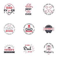 Happy fathers day greeting cards set 9 Black and Pink Vector typography lettering Usable for banners print You are the best dad text design Editable Vector Design Elements