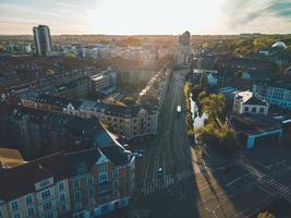 vistas de aarhus, dinamarca en jutlandia por drone foto