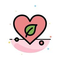 Heart Green World Save Abstract Flat Color Icon Template vector