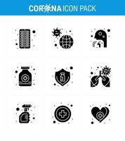 Novel Coronavirus 2019nCoV 9 Solid Glyph Black icon pack medicine syrup virus pills people viral coronavirus 2019nov disease Vector Design Elements