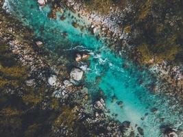 Drone views of the Soca River in Slovenia photo