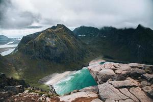 Views from Ryten in the Lofoten Islands in Norway photo