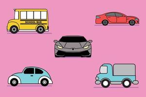 car cartoon collection flat vector