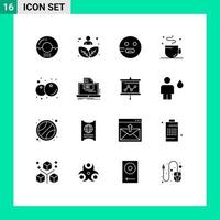 16 Creative Icons Modern Signs and Symbols of time coffee nature break hungry Editable Vector Design Elements