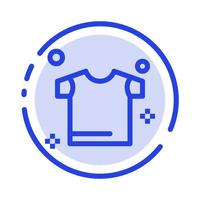 icono de línea de línea punteada azul de camisa de secado de ropa vector