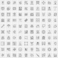 paquete de 100 iconos de líneas universales para móviles y web vector