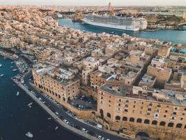 Sunset drone views seen in Valletta, Malta photo