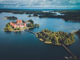 Trakai Island Castle by drone in Lithuania photo