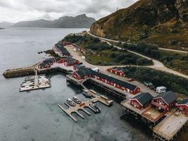 Houses at Offersoykammen in the Lofoten Islands in Norway photo