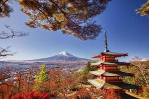 monte. fuji de la pagoda chureito foto