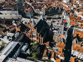 Drone view of the town of Bruges, Belgium photo