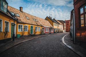 View down the cobblestone streets in Lund, Sweden photo