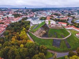 The Gediminas Castle Tower by Drone in Vilnius, Lithuania photo