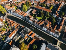 Drone view of the town of Bruges, Belgium photo