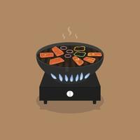 fondo samgyeopsal. diseño con estilo de dibujos animados. vector