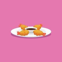 comida japonesa tempura. diseño con dibujos animados. vector