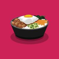 bibimbap. diseño con estilo de dibujos animados. vector