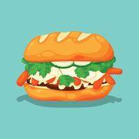 Banh Mi background. Design with cartoon style. vector