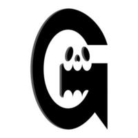 letra g y logo fantasma. logotipo espeluznante y único vector