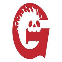 letra g y logo fantasma. logotipo espeluznante y único vector