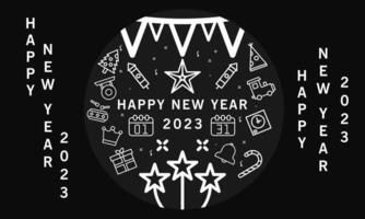 New Year 2023 black line color abstract background for social media design vector