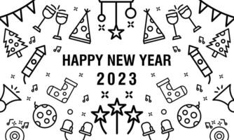 New Year 2023 black line color abstract background for social media design vector